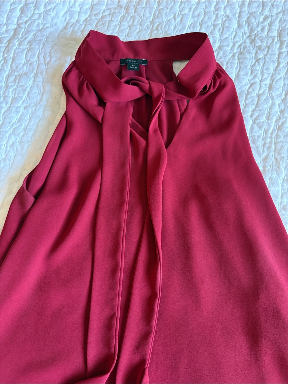 Ann Taylor Tie Neck Halter Top in berry red. XS
